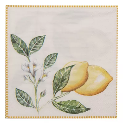 Clayre & Eef Servietten Papier 20er Set 33x33 cm (20) Beige Gelb Papier Zitrone Quadratisch