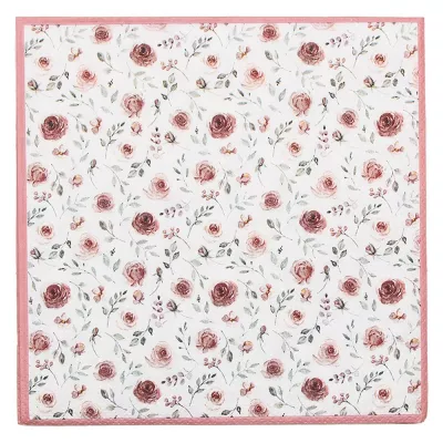 Clayre & Eef Servietten Papier 20er Set 33x33 cm (20) Weiß Rot Papier Rosen Quadratisch