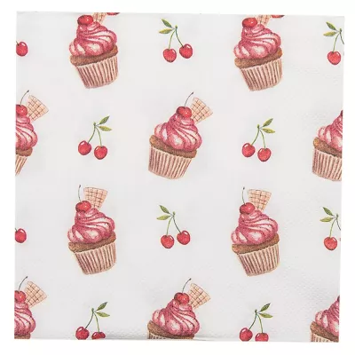 Clayre & Eef Servietten Papier 33x33 cm (20) Beige Rot Papier Muffin