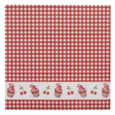 Clayre & Eef Servietten Papier 33x33 cm (20) Rot Weiß Papier Muffin