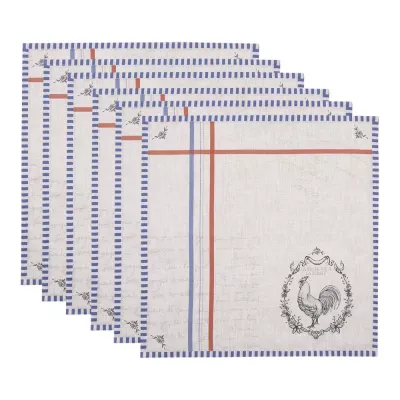 Clayre & Eef Servietten Stof 40x40 cm Beige Baumwolle Hahn Quadratisch