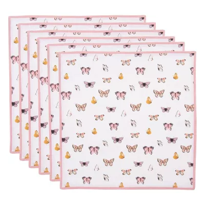 Clayre & Eef Servietten Stof 40x40 cm Beige Rosa Baumwolle