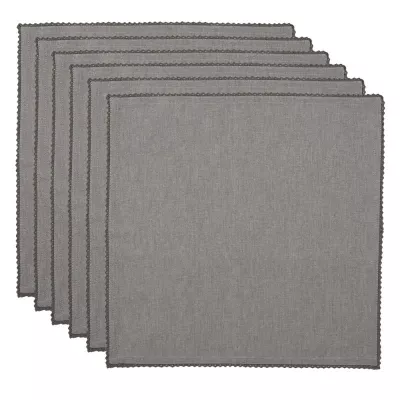 Clayre & Eef Servietten Stoff 40x40 cm Grau Baumwolle Herzen Karo