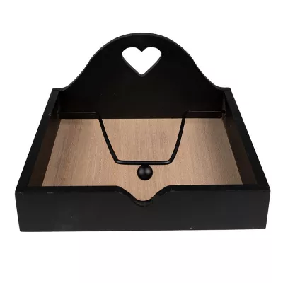 Clayre & Eef Serviettenspender 21x21x11 cm Schwarz Braun MDF Metall