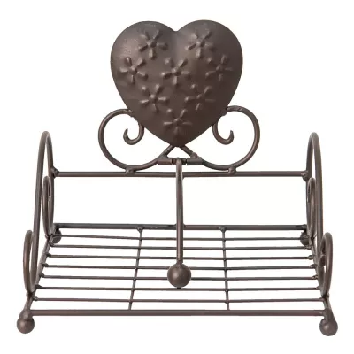 Clayre & Eef Serviettenspender 21x21x18 cm Braun Metall Herzen
