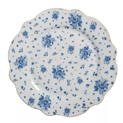Clayre & Eef Speiseteller Ø 27 cm Weiß Blau Porzellan Rosen Essteller