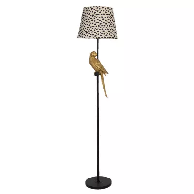 Clayre & Eef Stehlampe Ø 37x165 cm  Schwarz Beige Kunststoff Rechteck Stehleuchte