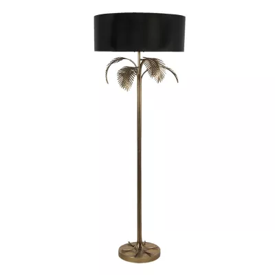 Clayre & Eef Stehlampe Ø 60x165 cm  Goldfarbig Schwarz Metall Rechteckig Stehender Lampe