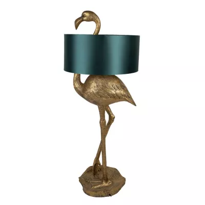 Clayre & Eef Stehlampe Flamingo 55x40x142 cm  Goldfarbig Grün Polyresin Stehleuchte