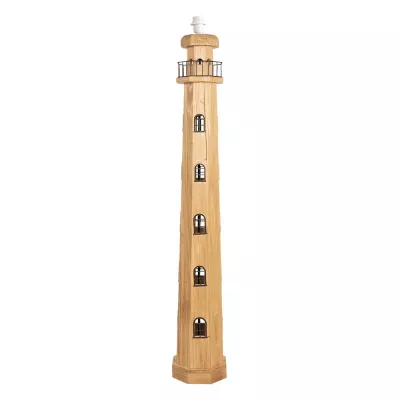 Clayre & Eef Stehlampe Leuchtturm 23x23x140 cm  Braun Holz Rechteckig Stehender Lampe