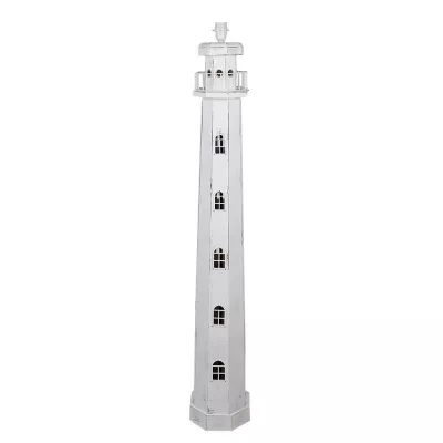 Clayre & Eef Stehlampe Leuchtturm 23x23x140 cm Weiß Holz