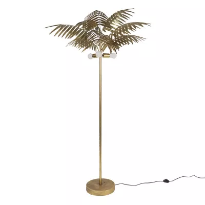 Clayre & Eef Stehlampe Palme Ø 100x193 cm Goldfarbig Metall Stehender Lampe