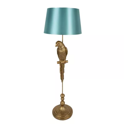 Clayre & Eef Stehlampe Papagei Ø 40x120 cm  Goldfarbig Kunststoff Stehleuchte