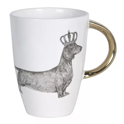 Clayre & Eef Tasse 200 ml Weiß Keramik Hunde Rund Teetassen Teebecher