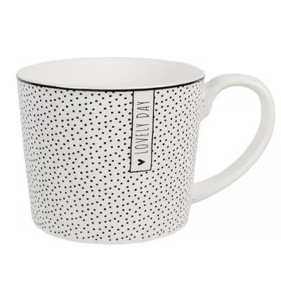 Clayre & Eef Tasse 275 ml Weiß Keramik Punkte