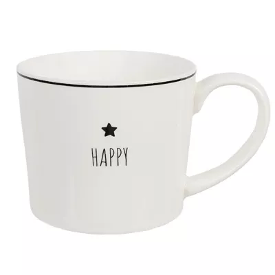 Clayre & Eef Tasse 275 ml Weiß Keramik Stern Trinkbecher
