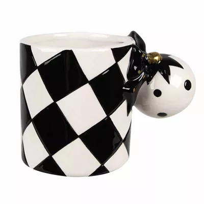 Clayre & Eef Tasse 350 ml Schwarz Weiß Keramik Trinkbecher