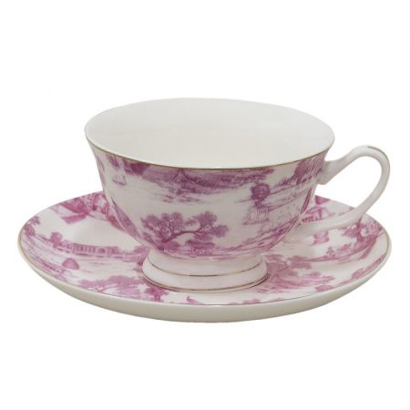 Clayre & Eef Tasse & Untertasse 250 ml Rosa