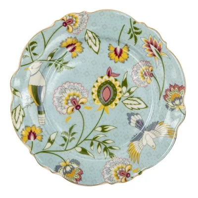 Clayre & Eef Teller Ø 20 cm Blau Keramik Blumen