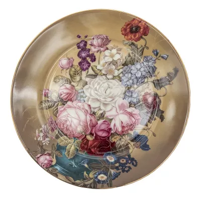 Clayre & Eef Teller Ø 20 cm Braun Keramik Blumen