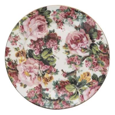 Clayre & Eef Teller Ø 21 cm Rosa Porzellan Blumen