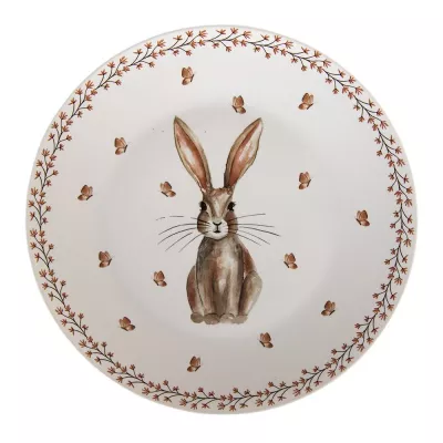 Clayre & Eef Teller Ø 26 cm Beige Braun Porzellan Kaninchen