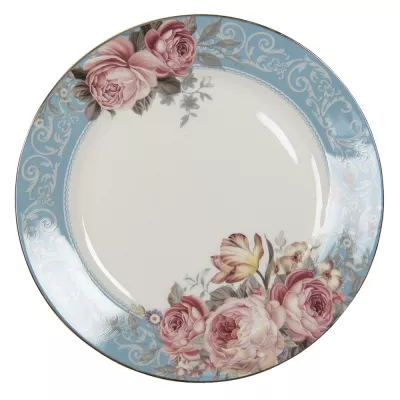 Clayre & Eef Teller Ø 26 cm Blau Weiß Porzellan