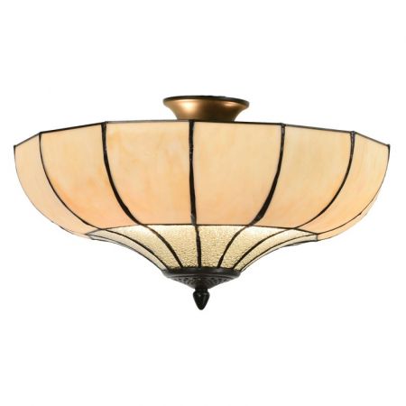 Clayre & Eef Tiffany Deckenleuchte Ø 46x25 cm  Beige Metall Glas Deckenlampe