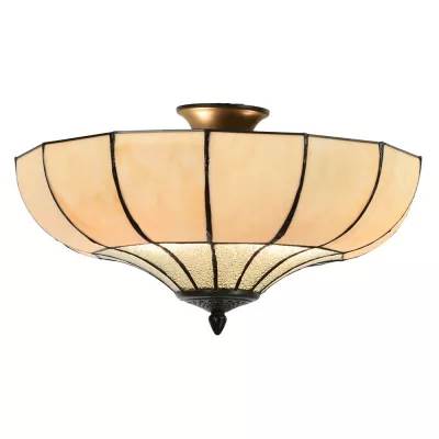 Clayre & Eef Tiffany Deckenleuchte Ø 46x25 cm  Beige Metall Glas Deckenlampe