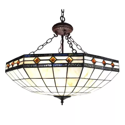 Clayre & Eef Tiffany Deckenleuchte Ø 57x125cm Beige Braun Kunststoff Glas Deckenlampe