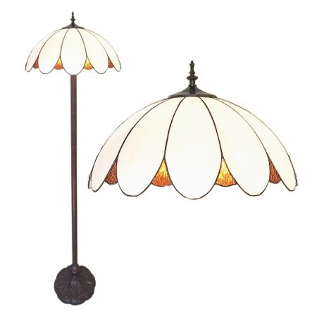 Clayre & Eef Tiffany Stehlampe Ø 46x166 cm  Weiß Kunststoff Glas Stehender Lampe Stand Lampe