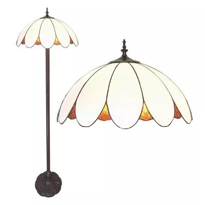 Clayre & Eef Tiffany Stehlampe Ø 46x166 cm  Weiß Kunststoff Glas Stehender Lampe Stand Lampe