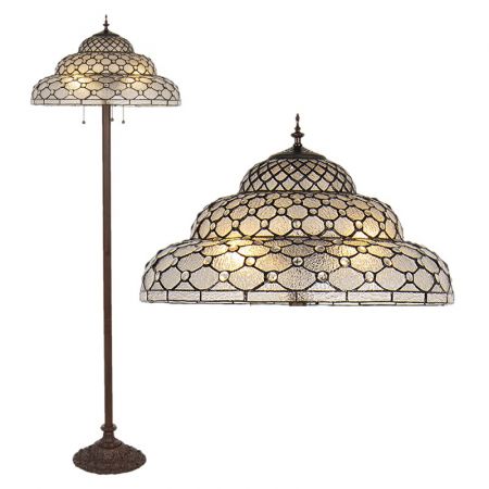 Clayre & Eef Tiffany Stehlampe Ø 52x166 cm  Glas Kunststoff Rechteckig Stehender Lampe Glasmalerei