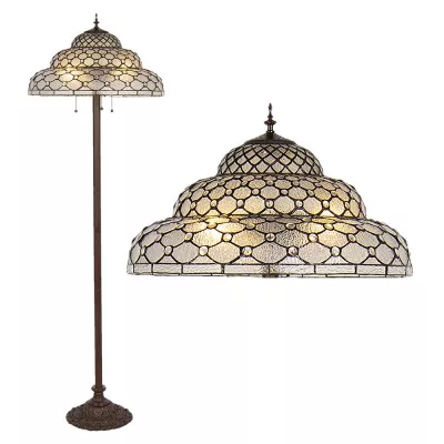 Clayre & Eef Tiffany Stehlampe Ø 52x166 cm  Glas Kunststoff Rechteckig Stehender Lampe Glasmalerei