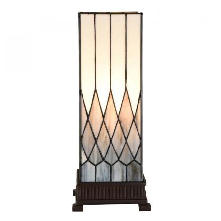 Clayre & Eef Tiffany Tischlampe 17x17x43 cm Grau Glas Schreibtischlampe Tiffany