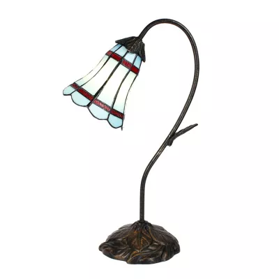 Clayre & Eef Tiffany Tischlampe 48 cm Braun Blau Kunststoff Glas Schreibtischlampe Tiffany