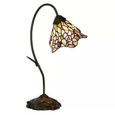 Clayre & Eef Tiffany Tischlampe 48 cm Rosa Glas Schreibtischlampe Tiffany