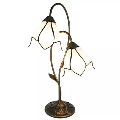 Clayre & Eef Tiffany Tischlampe 61 cm Braun Kunststoff Glas Schreibtischlampe Tiffany