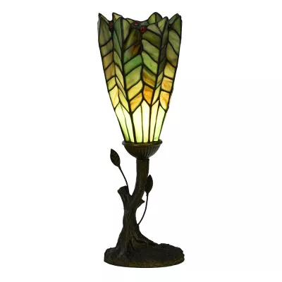 Clayre & Eef Tiffany Tischlampe Ø 15x42 cm Grün Glas Schreibtischlampe Tiffany