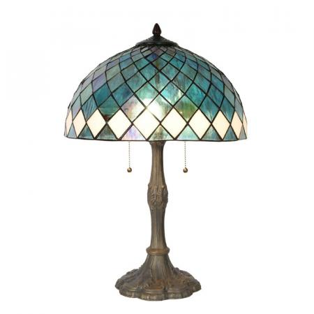 Clayre & Eef Tiffany Tischlampe Ø 40x61 cm Blau Glas Schreibtischlampe Tiffany