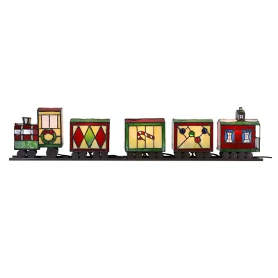 Clayre & Eef Tiffany Tischlampe Zug 100x9x20 cm Rot Grün Glas Tiffany Lampen