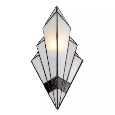 Clayre & Eef Tiffany Wandlampe 23x13x43 cm Weiß Glas Wandleuchte Stimmungslampe