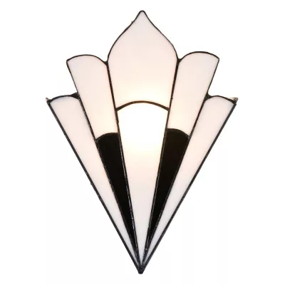 Clayre & Eef Tiffany Wandlampe 36x3x21 cm  Weiß Glas Wandleuchte Stimmungslampe