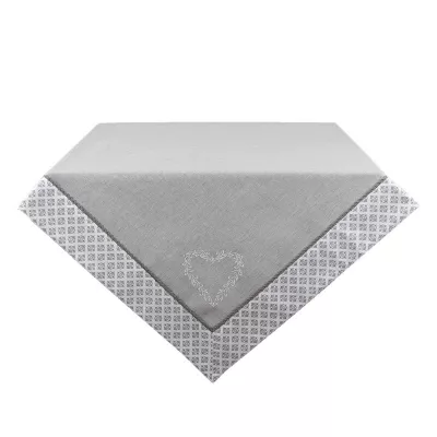 Clayre & Eef Tischdecke 100x100 cm Grau Weiß Baumwolle Herzen Karo Quadratisch Tischtuch