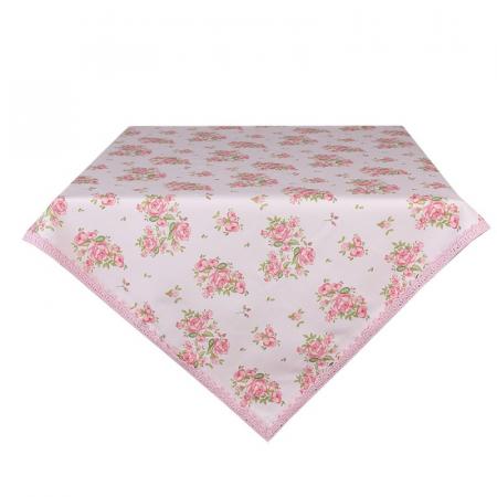 Clayre & Eef Tischdecke 100x100 cm Rosa Baumwolle Rosen Quadrat