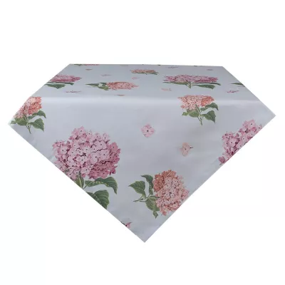Clayre & Eef Tischdecke 150x250 cm Beige Rosa Baumwolle Hortensie Rechteck