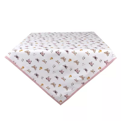 Clayre & Eef Tischdecke 150x250 cm Beige Rosa Baumwolle Schmetterlinge Rechteckig Tischtuch