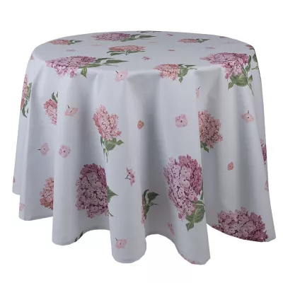 Clayre & Eef Tischdecke Ø 170 cm Blau Rosa Baumwolle Hortensie Rund
