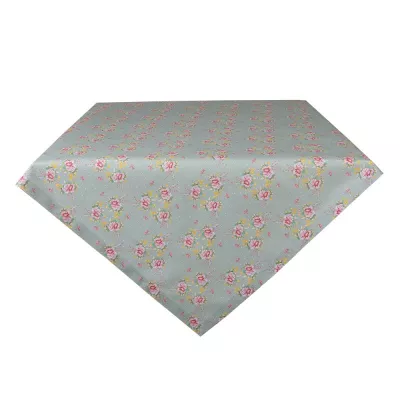 Clayre & Eef Tischdecke Quadratisch 100x100 cm Grün Rosa Baumwolle Blumen Quadratisch Tischdecke Tischtuch
