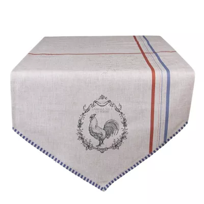 Clayre & Eef Tischläufer 50x160 cm Beige 100% Baumwolle Hahn Tischdecke